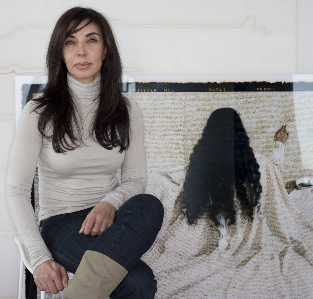 Lajos Geenen, Portrait of the Artist, Lalla Essaydi, with 'Converging Territories #10', Photograph, 2009