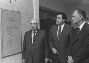 Dedicating Godwin Hall to Governor Godwin (far right)